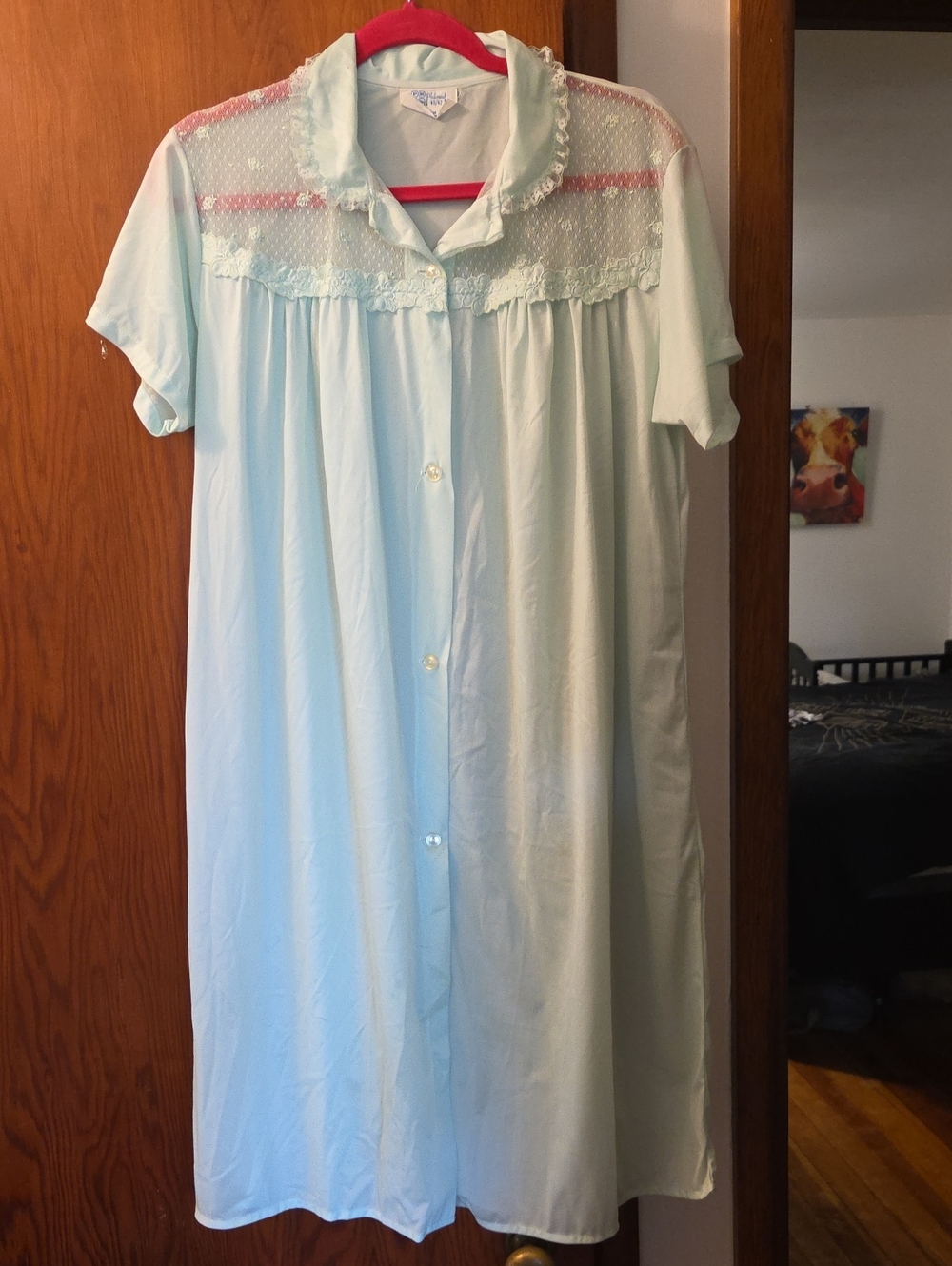 60s Vintage Light Blue Women's Button-Front Nightgown